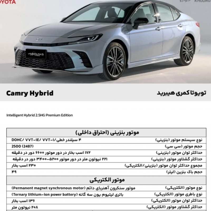 تویوتا مدل کمری هیبرید 2.5 لیتر پریمیوم ادیشن سال 2025  صفر